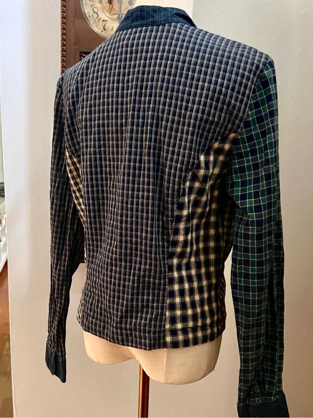 Vintage On The Verge  Patchwork Plaid Blouse Faux Vest Cottagecore USA Size Med - Picture 6 of 10